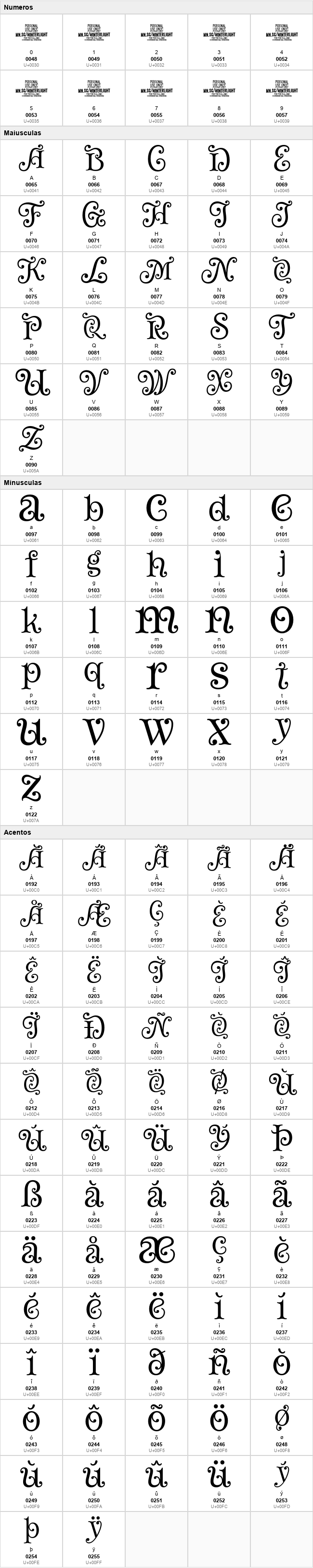 Winterlight Symbols